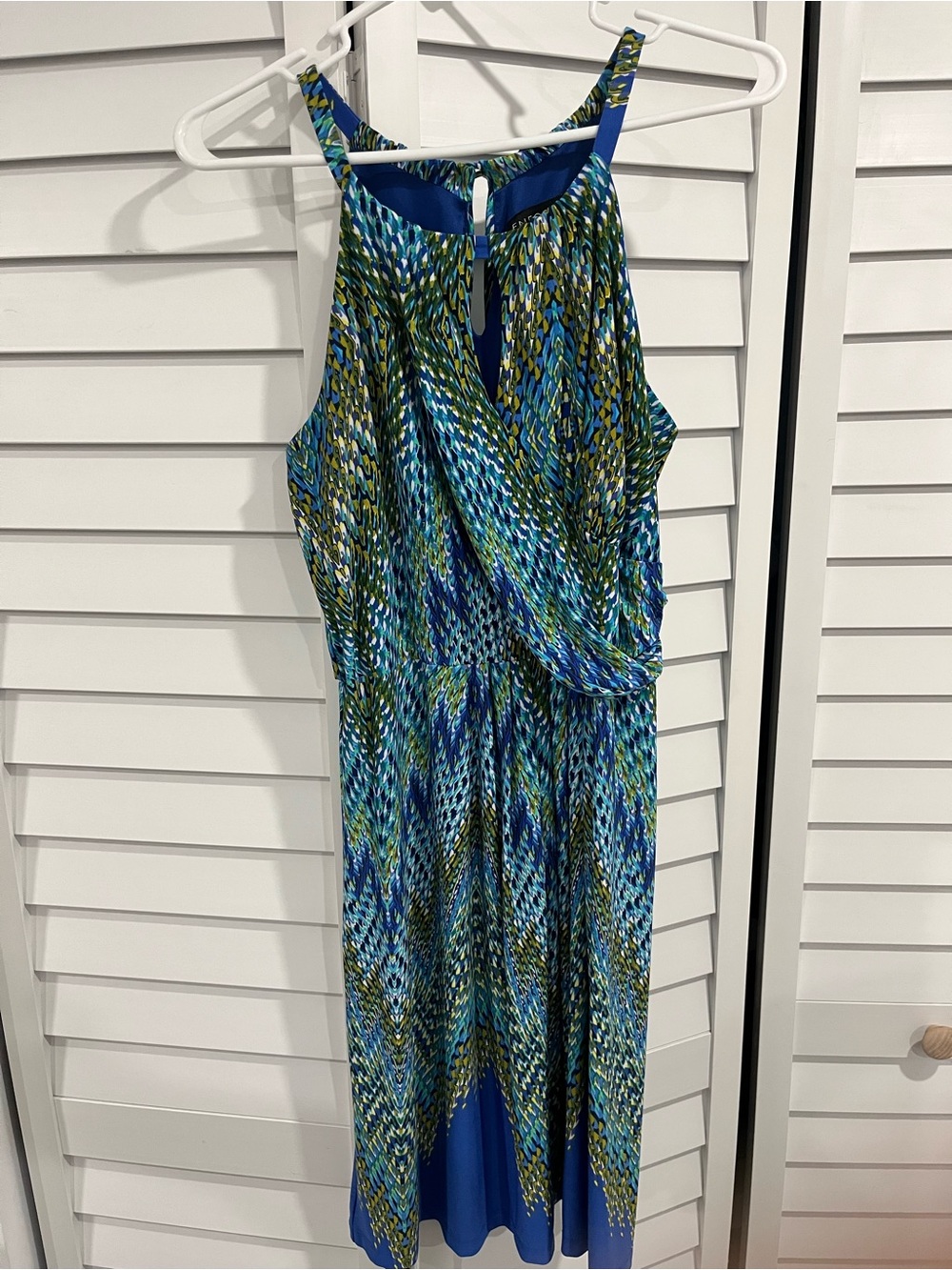 Enfocus Studio Blue and Green Printed Midi Dress